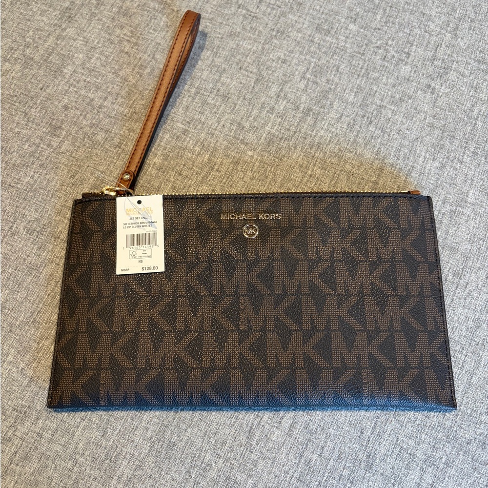 Michael Kors Signature Brown Wristlet